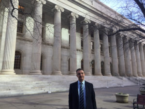 Photo of AHA Legal Director David Niose outside the courthouse in Denver, Colorado.